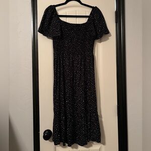 Gap Smocked Bodice Polka Dot Midi Dress Size Medium NWT